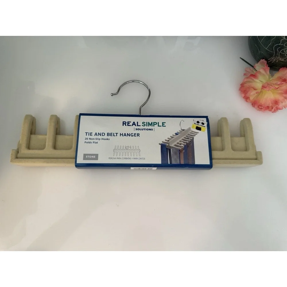 Tie and Belt Hanger 20 Non Slip Hooks Folds Flat Bed Bath and Beyond Stone Color
